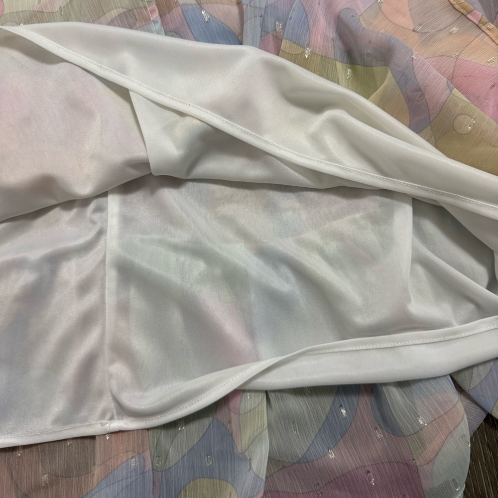 Vilagallo Made in Spain Sheer Ruffle Hem Mini Dress Disco Hippie Festival - Picture 4 of 8